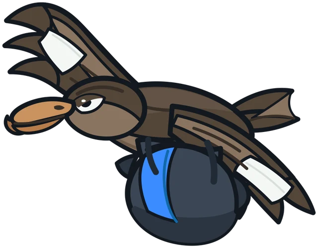A penguin bombardier riding a skua bird
